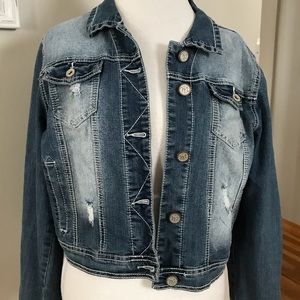 Distressed jean jacket